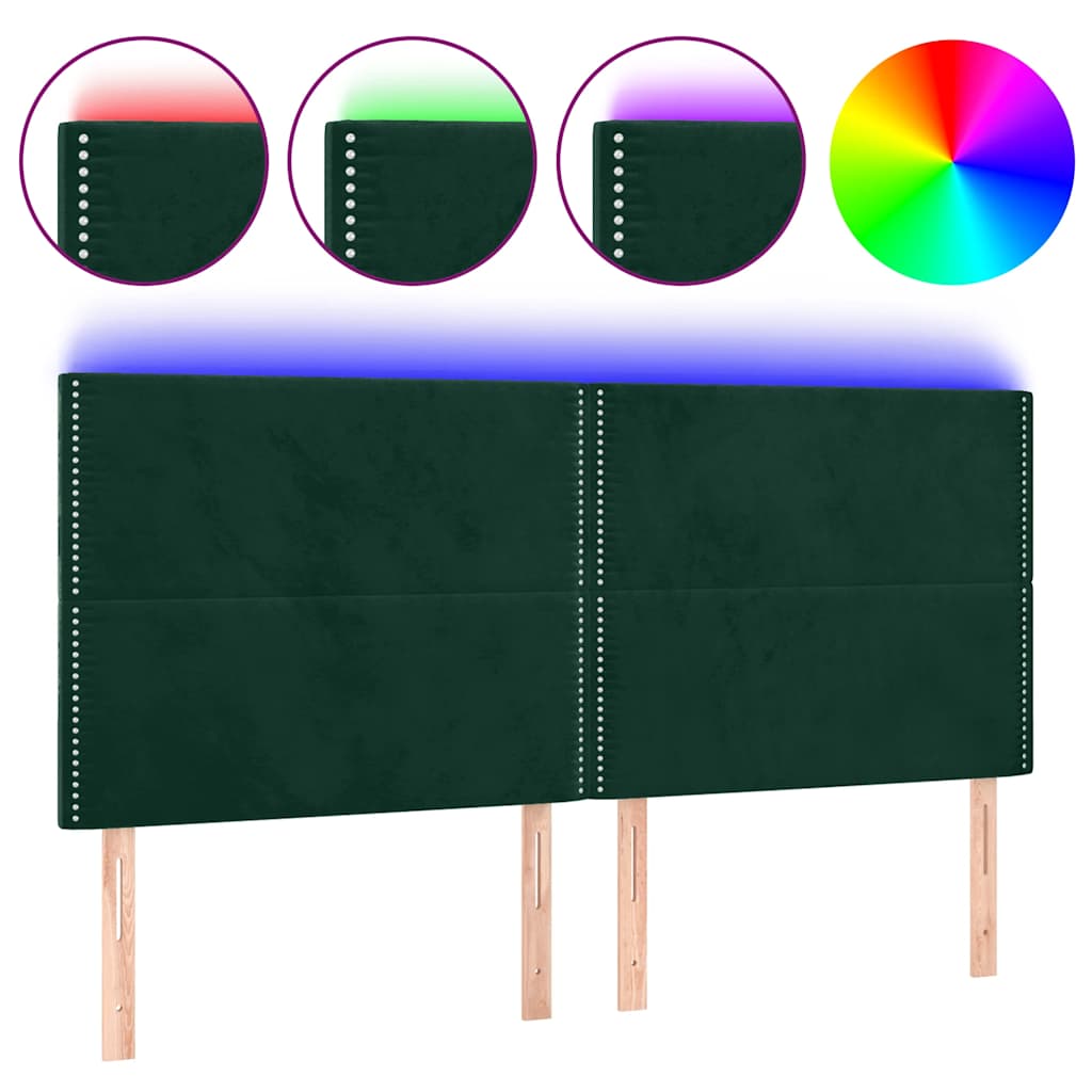 Testiera a LED Verde Scuro 200x5x118/128 cm in Velluto | homemem39