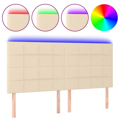 Testiera a LED Crema 180x5x118/128 cm in Tessuto