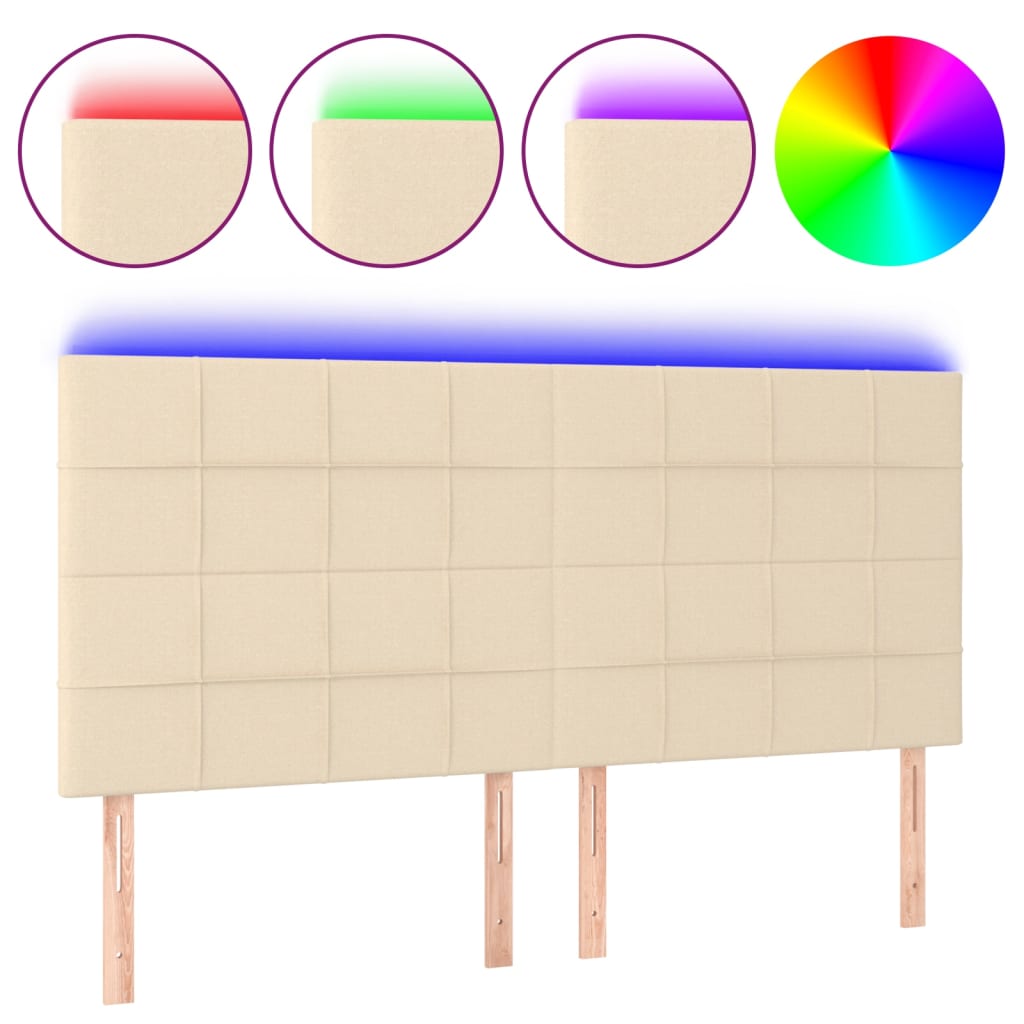 Testiera a LED crema 200x5x118/128cm in Tessuto