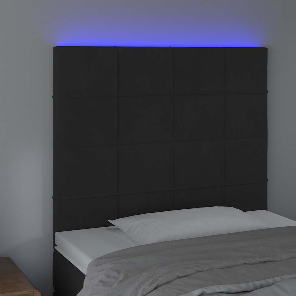 Testiera a LED Nera 80x5x118/128 cm in Velluto
