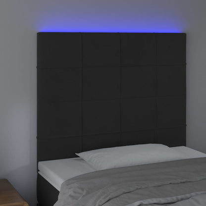 Testiera a LED nero 90x5x118/128 cm in Velluto - homemem39