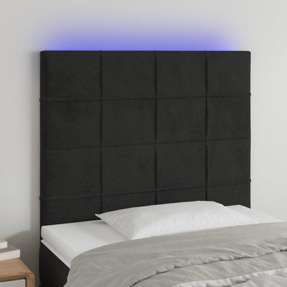 Testiera a LED nero 90x5x118/128 cm in Velluto - homemem39