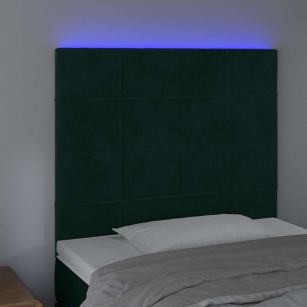 Testiera a LED Verde Scuro 100x5x118/128cm in Velluto