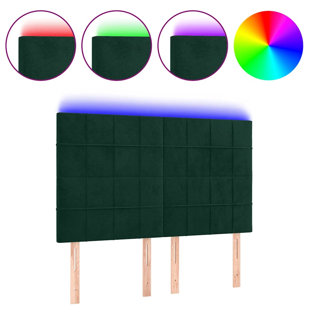 Testiera a LED Verde Scuro 144x5x118/128cm in Velluto | homemem39