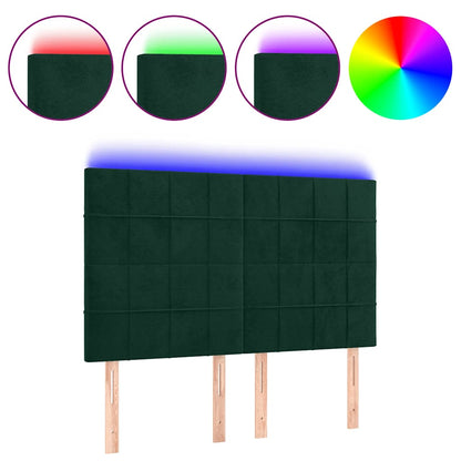Testiera a LED Verde Scuro 144x5x118/128cm in Velluto | homemem39