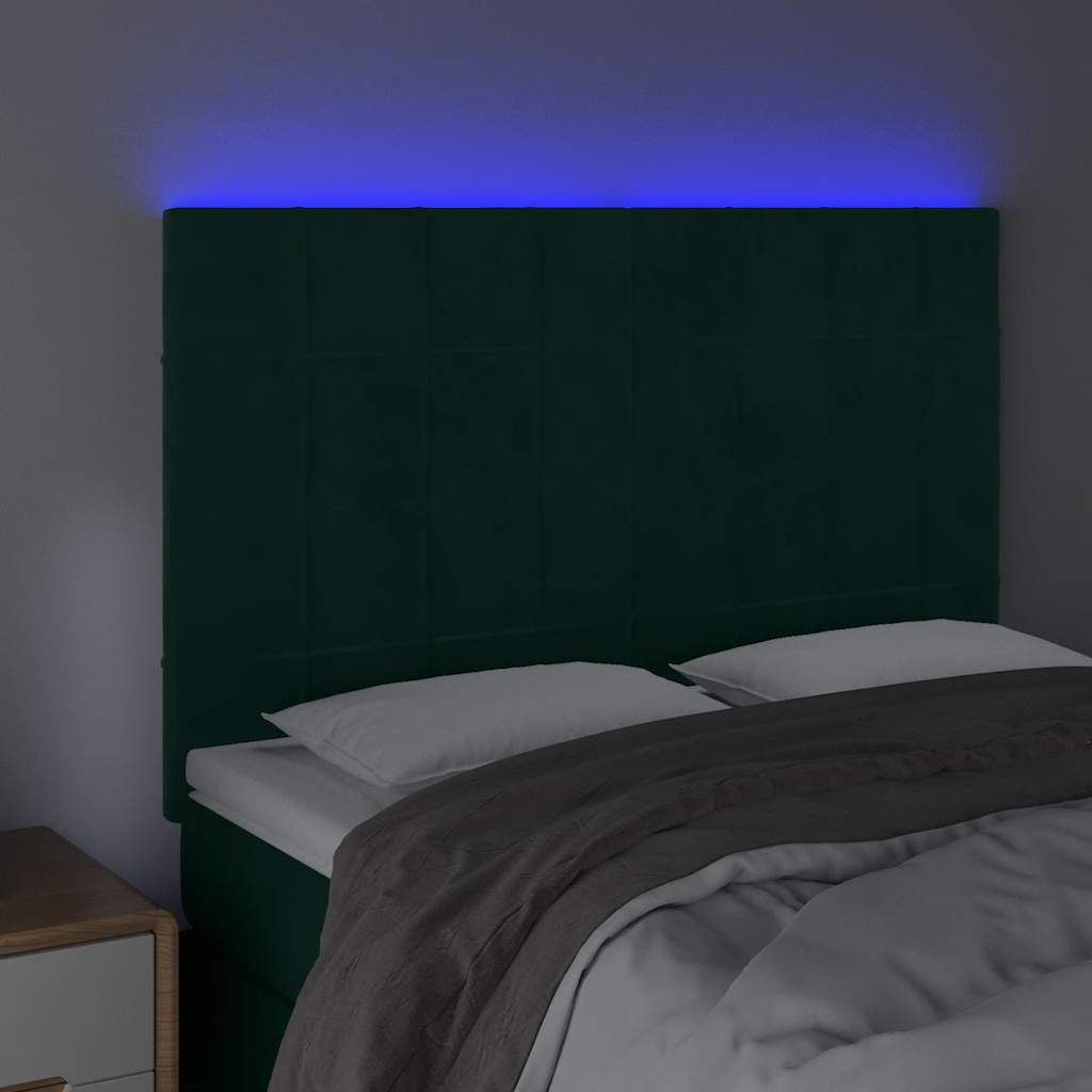 Testiera a LED Verde Scuro 144x5x118/128cm in Velluto | homemem39