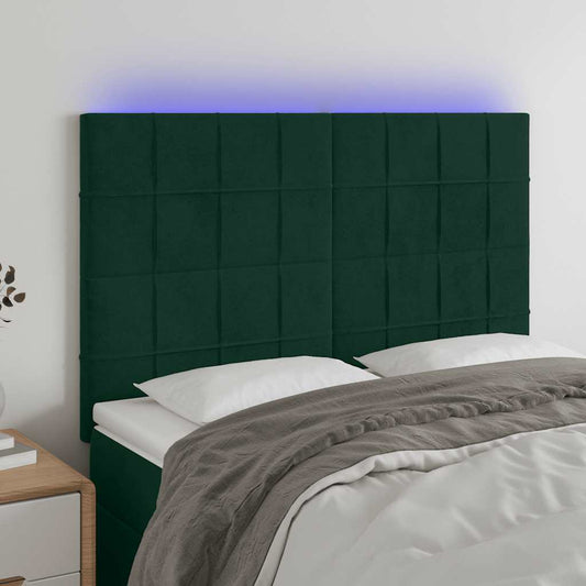 Testiera a LED Verde Scuro 144x5x118/128cm in Velluto | homemem39