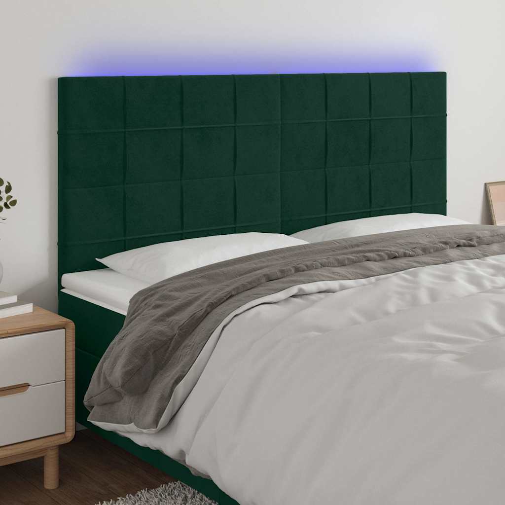 Testiera a LED Verde Scuro 160x5x118/128cm in Velluto | homemem39