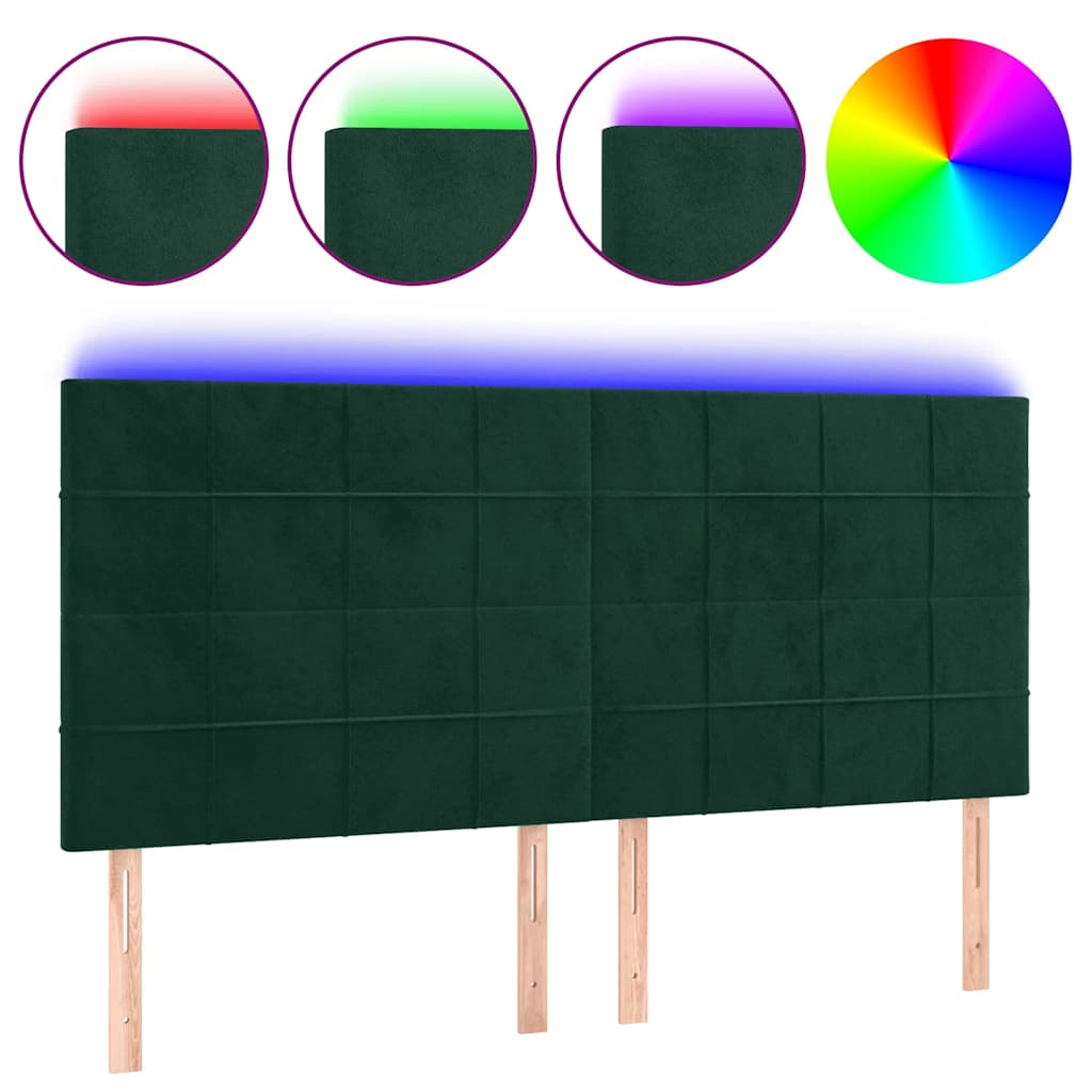 Testiera a LED Verde Scuro 180x5x118/128cm in Velluto | homemem39