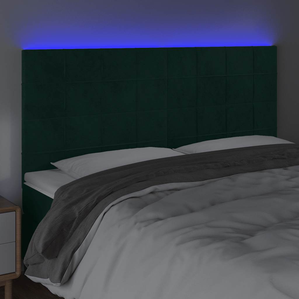Testiera a LED Verde Scuro 180x5x118/128cm in Velluto | homemem39