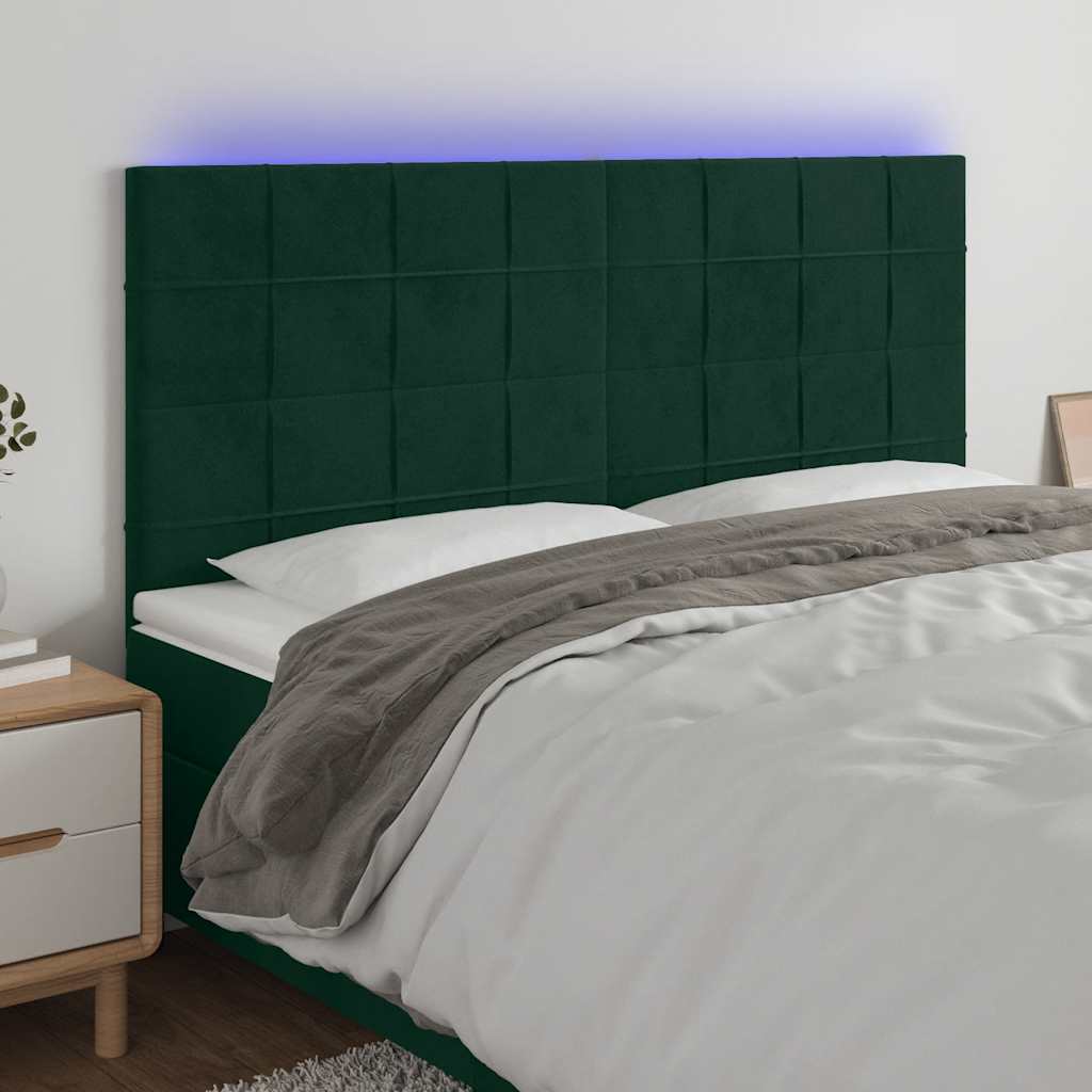 Testiera a LED Verde Scuro 180x5x118/128cm in Velluto | homemem39