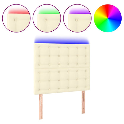 Testiera a LED Crema 80x5x118/128 cm in Similpelle