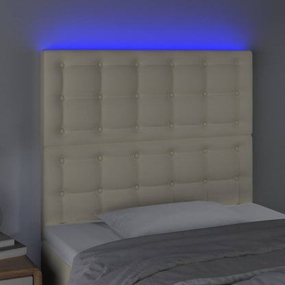 Testiera a LED Crema 80x5x118/128 cm in Similpelle