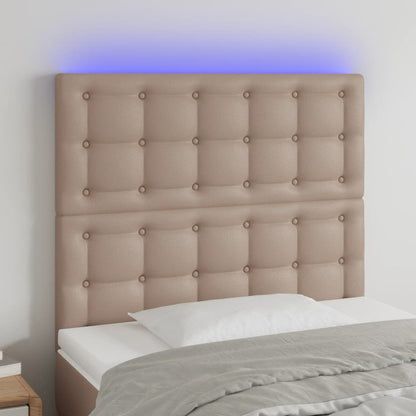 Testiera a LED Cappuccino 80x5x118/128 cm in Similpelle | homemem39
