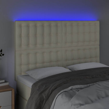 Testiera a LED Crema 144x5x118/128 cm in Similpelle