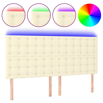 Testiera a LED Crema 160x5x118/128 cm in Similpelle