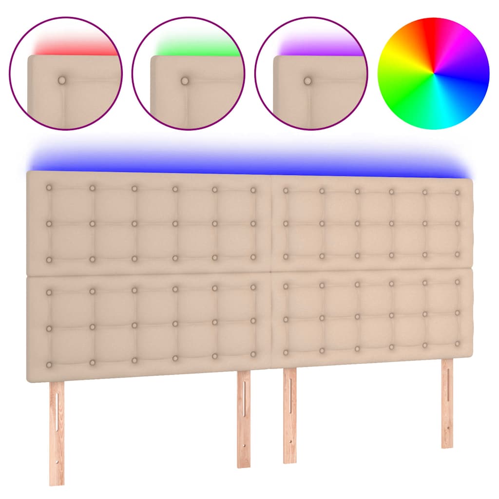 Testiera a LED Cappuccino /128 cm in Similpelle