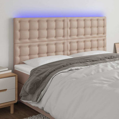 Testiera a LED Cappuccino /128 cm in Similpelle