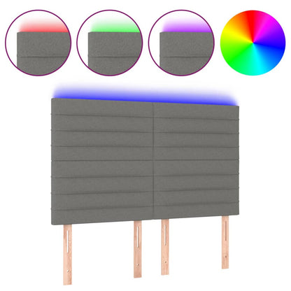 Testiera a LED GrigioScuro 144x5x118/128cm inTessuto