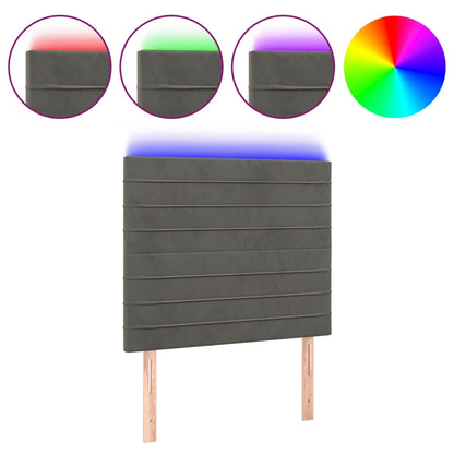 Testiera a LED Grigio Scuro 90x5x118/128 cm in Velluto