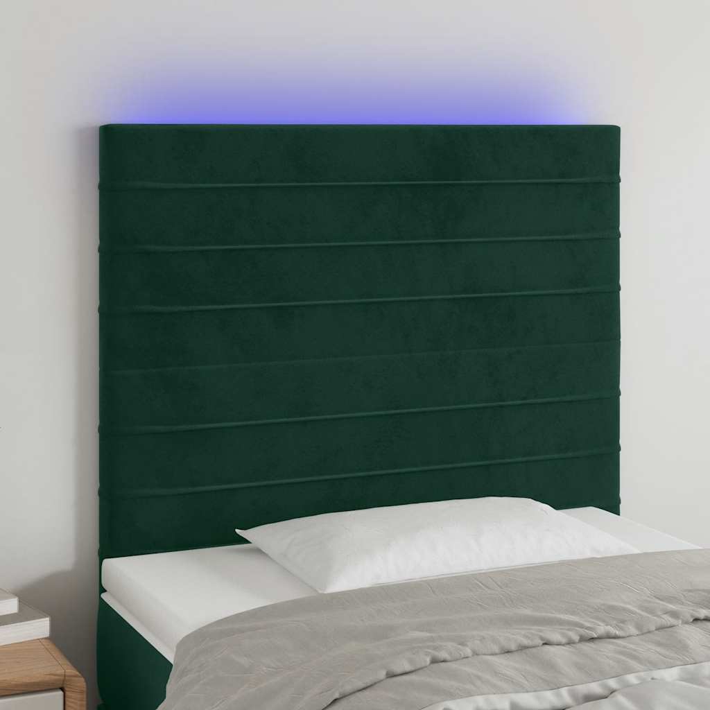 Testiera a LED Verde Scuro 100x5x118/128cm in Velluto | homemem39