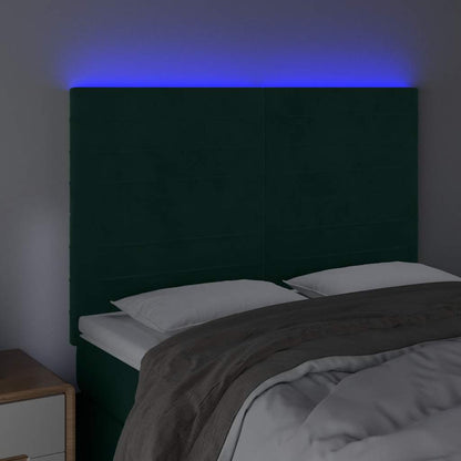 Testiera a LED Verde Scuro 144x5x118/128cm in Velluto | homemem39