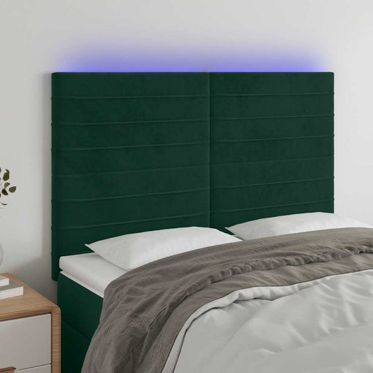 Testiera a LED Verde Scuro 144x5x118/128cm in Velluto | homemem39