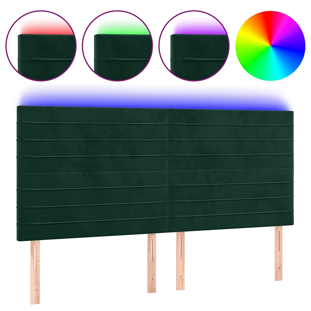 Testiera a LED Verde Scuro 160x5x118/128cm in Velluto | homemem39