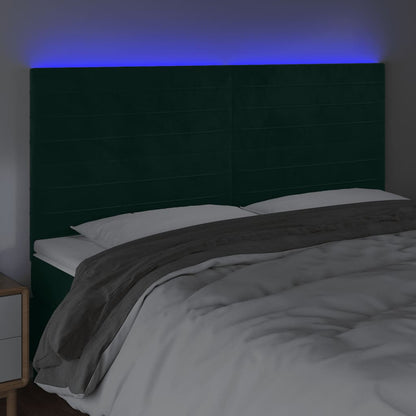 Testiera a LED Verde Scuro 160x5x118/128cm in Velluto | homemem39