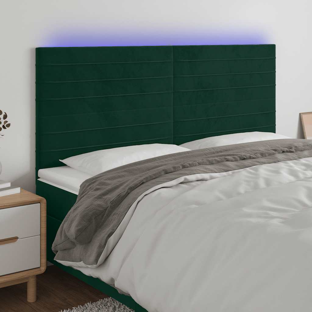 Testiera a LED Verde Scuro 160x5x118/128cm in Velluto | homemem39