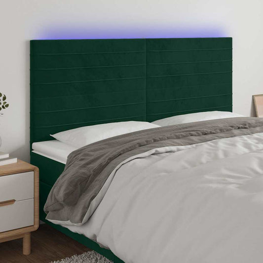 Testiera a LED Verde Scuro 180x5x118/128cm in Velluto