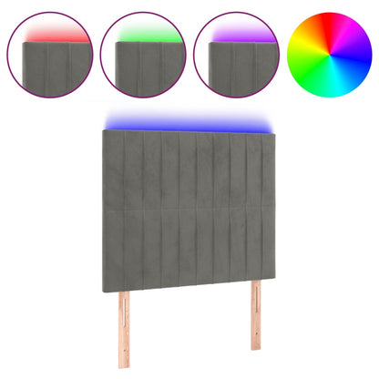 Testiera a LED Grigio Chiaro 80x5x118/128 cm in Velluto