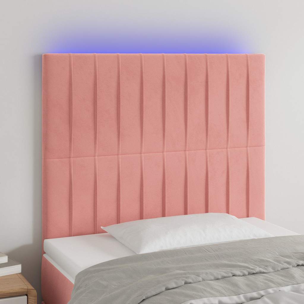 Testiera a LED Rosa 80x5x118/128 cm in Velluto