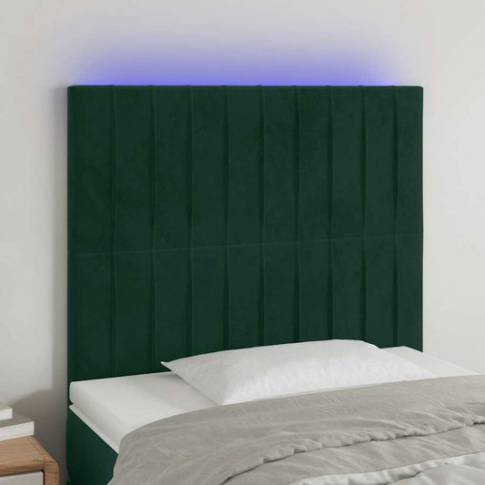 Testiera a LED Verde Scuro 90x5x118/128 cm in Velluto | homemem39