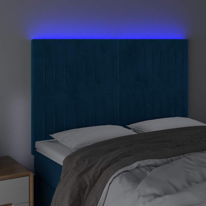 Testiera a LED Blu Scuro 144x5x118/128 cm in Velluto