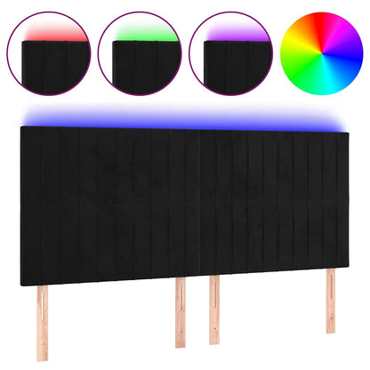 Testiera a LED Nera 160x5x118/128 cm in Velluto