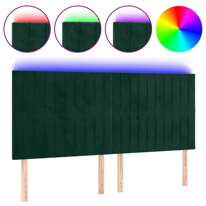 Testiera a LED Verde Scuro 160x5x118/128cm in Velluto