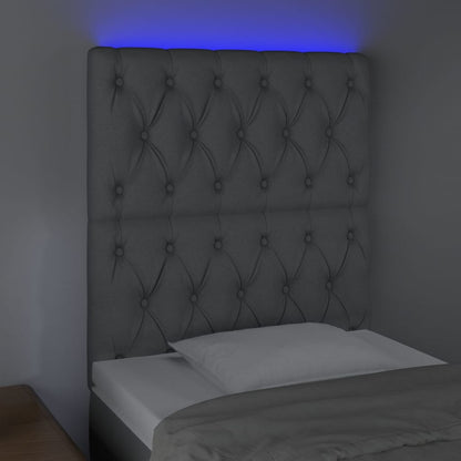 Testiera a LED Grigio Chiaro 80x7x118/128 cm in Tessuto