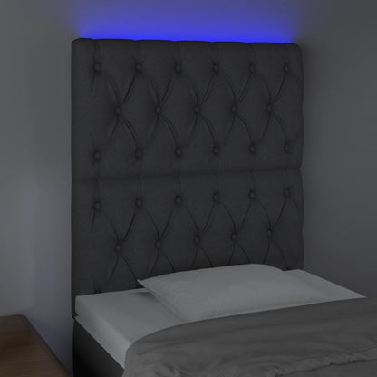 Testiera a LED Grigio Scuro 80x7x118/128 cm in Tessuto