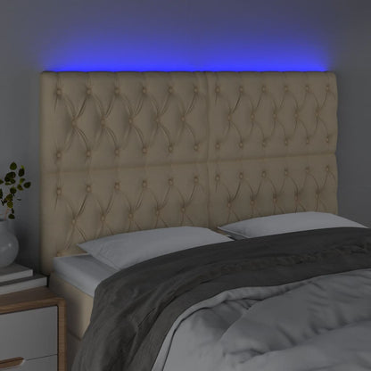 Testiera a LED Crema 160x7x118/128 cm in Tessuto - homemem39