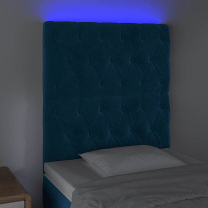 Testiera a LED Blu scuro 80x7x118/128 cm in Velluto