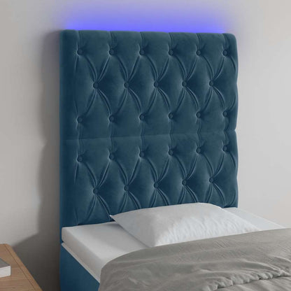 Testiera a LED Blu scuro 80x7x118/128 cm in Velluto