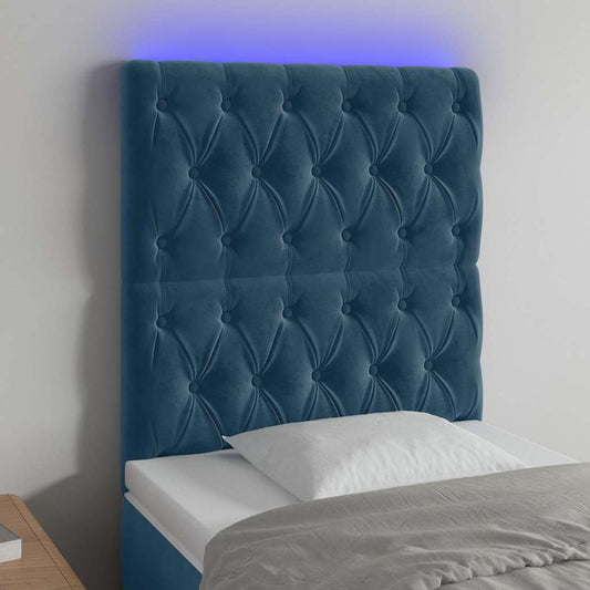 Testiera a LED Blu scuro 80x7x118/128 cm in Velluto