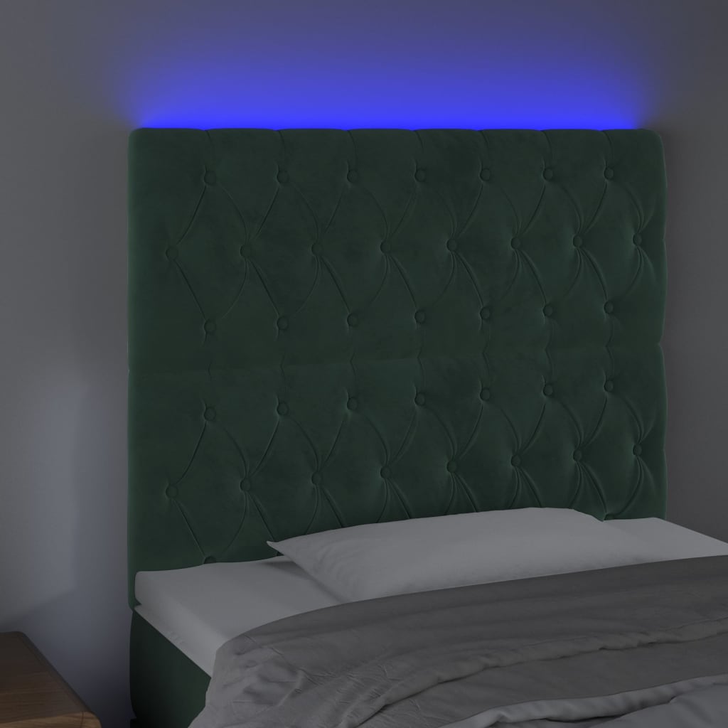 Testiera a LED Verde Scuro 100x7x118/128cm in Velluto - homemem39