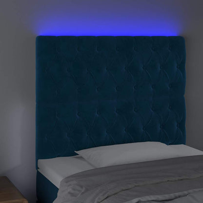 Testiera a LED Blu Scuro 100x7x118/128 cm in Velluto