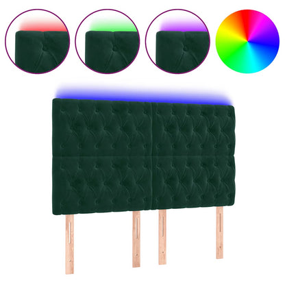 Testiera a LED Verde Scuro 144x7x118/128cm in Velluto