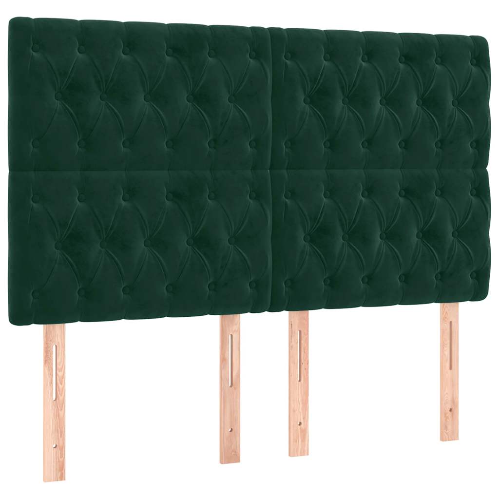 Testiera a LED Verde Scuro 160x7x118/128cm in Velluto