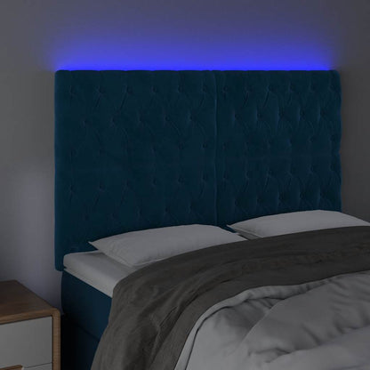 Testiera a LED Blu Scuro 160x7x118/128 cm in Velluto