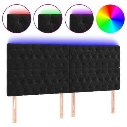 Testiera a LED Nera 180x7x118/128 cm in Velluto