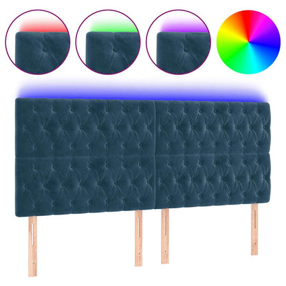 Testiera a LED Blu Scuro 200x7x118/128 cm in Velluto